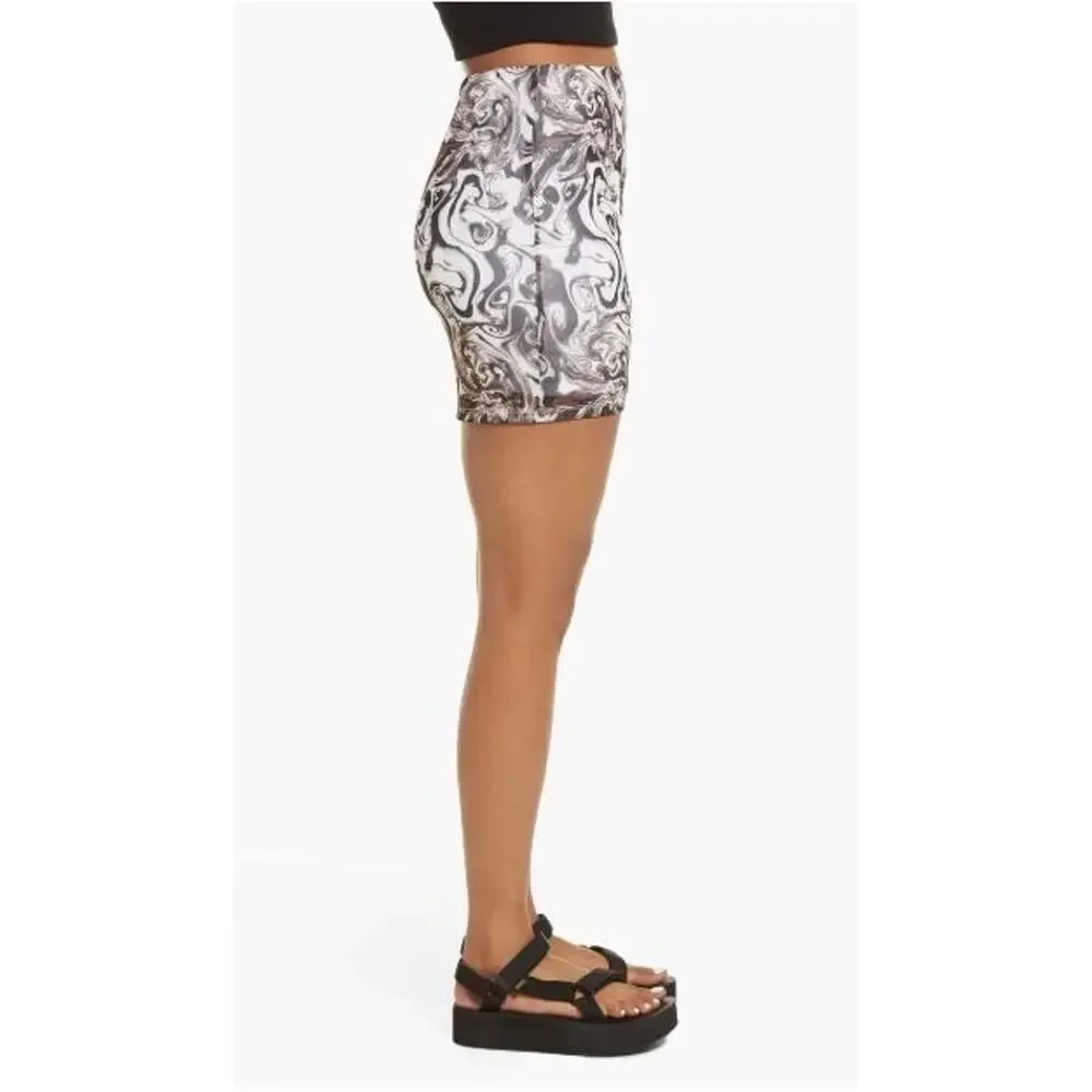 BP. Women's Print Mesh Tube Mini Skirt in White Brown Spacey Print‎ SM MSRP $39